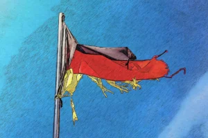 Deutschlandfahne zerfetzt